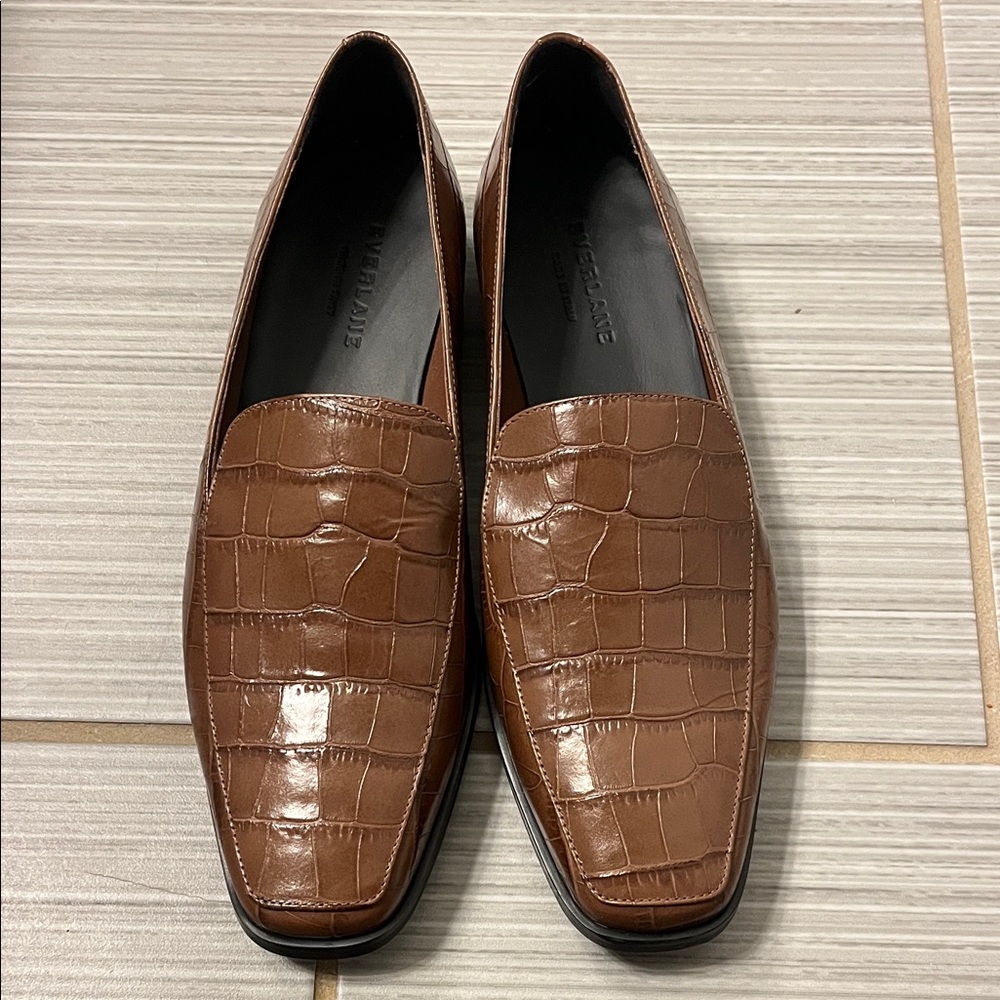 Everlane Croc-Embossed Leather Loafers